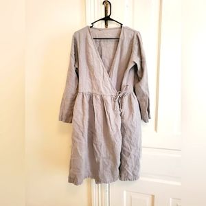 Simply Grey Life 100% linen wrap dress